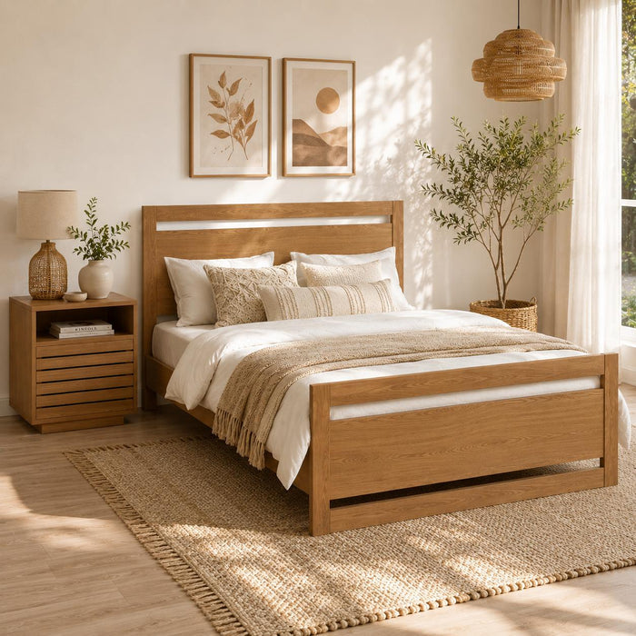 16" Natural Wood Plantation Shutter One Drawer Nightstand