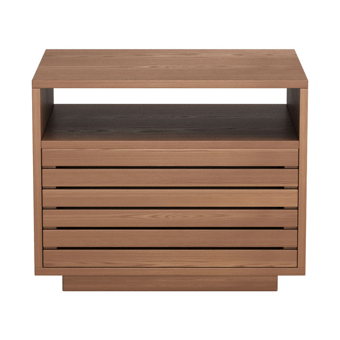 16" Natural Wood Plantation Shutter One Drawer Nightstand