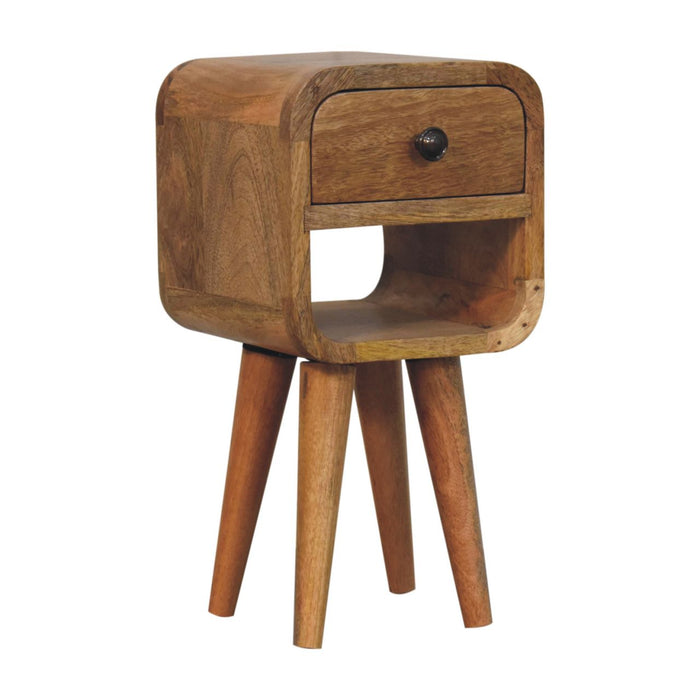 16" Oak Solid Wood Square One Drawer Nightstand