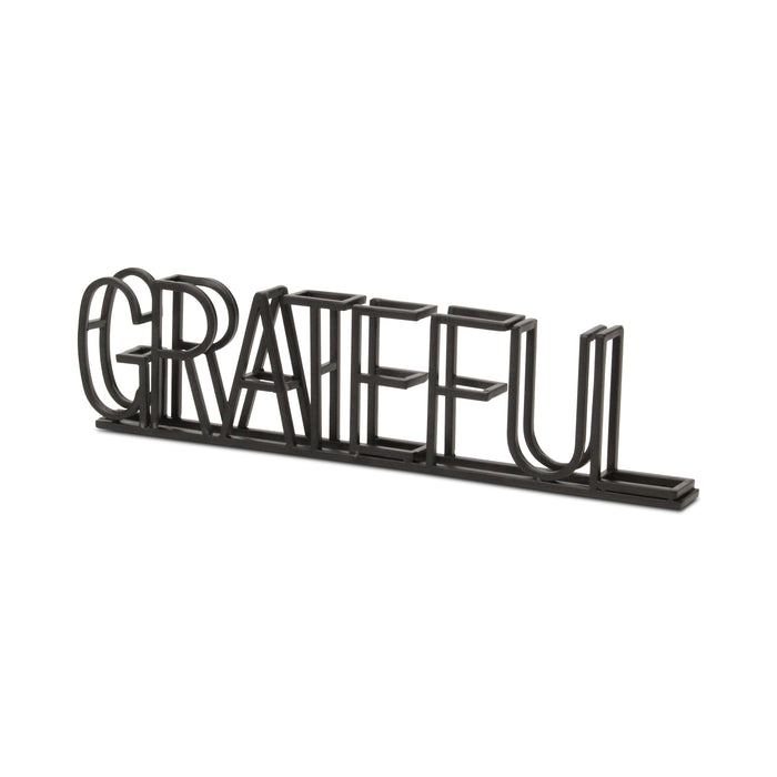 17" Black Metal Grateful Tabletop Sign