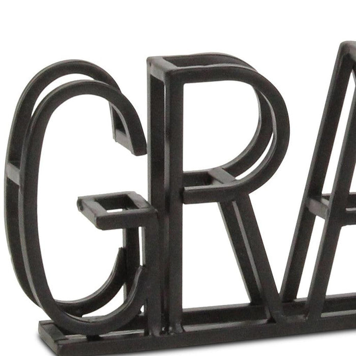 17" Black Metal Grateful Tabletop Sign