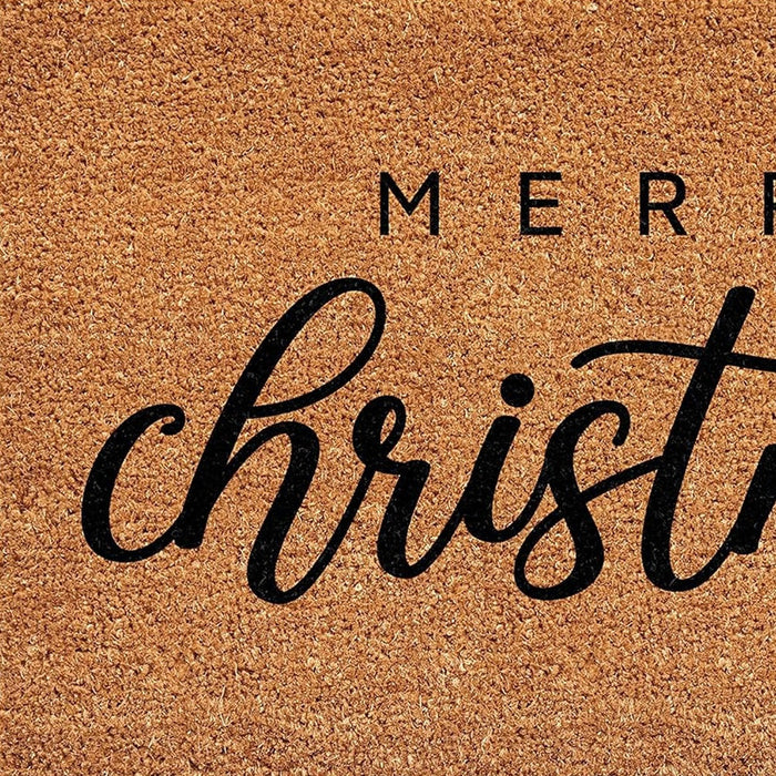 17" X 29" Natural and Black Coir Merry Christmas Outdoor Christmas Door Mat