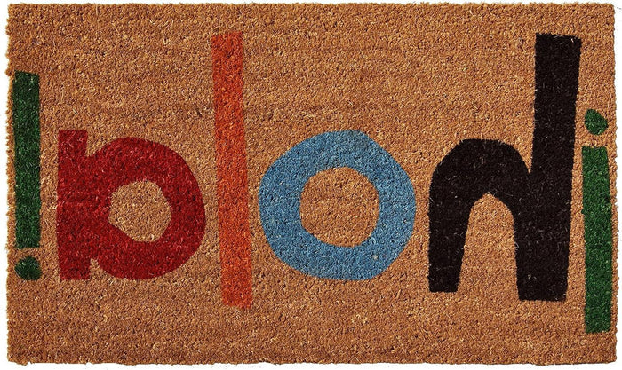 17" X 29" Natural Blue and Black Coir Hola Outdoor Door Mat