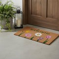17" X 29" Natural Pink and Green Coir Floral Welcome Outdoor Door Mat