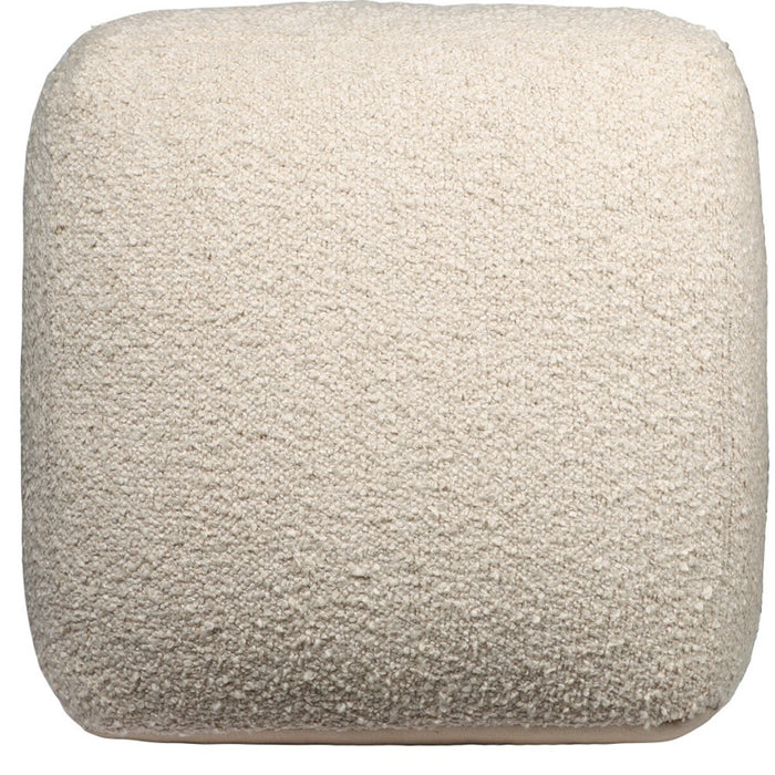 18" Beige Polyester Cube Outdoor Pouf Ottoman
