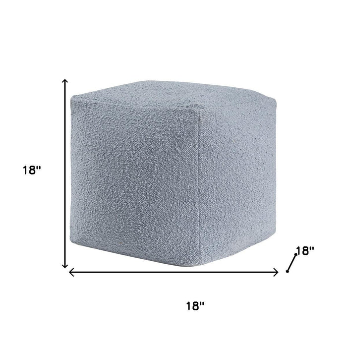 18" Blue Boucle Pouf Ottoman