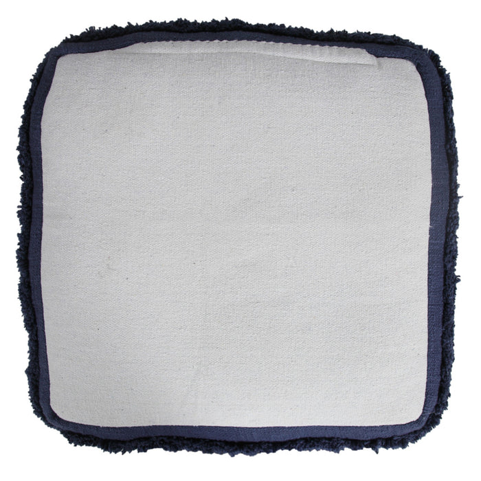 18" Blue Cotton Striped Pouf Ottoman