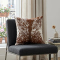 18" Brown and White Cowhide Throw Pillow