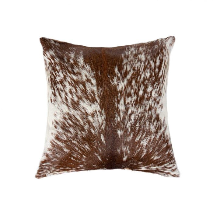 18" Brown and White Cowhide Throw Pillow