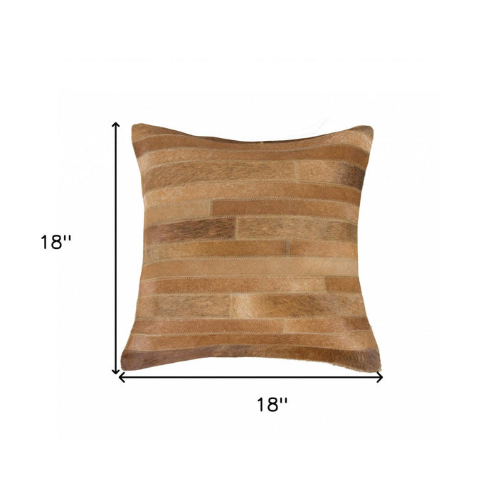 18" Brown Cowhide Throw Pillow