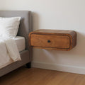 18" Chestnut Solid Wood Distressed One Drawer Floating Nightstand