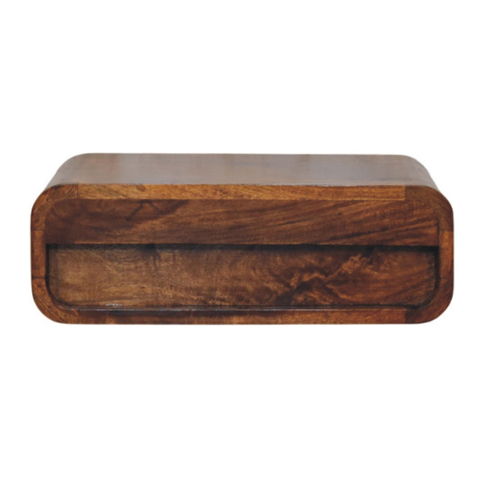 18" Chestnut Solid Wood Distressed One Drawer Floating Nightstand