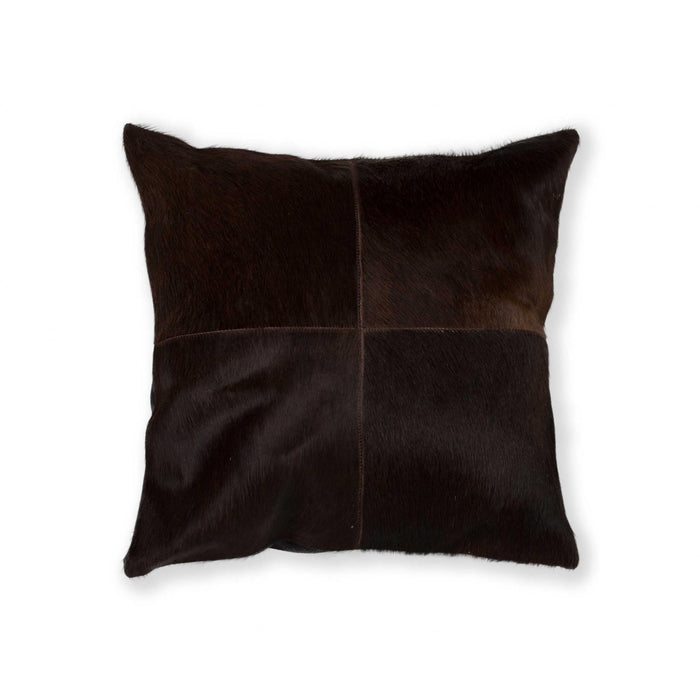 18" Chocolate Brown Cowhide Throw Pillow