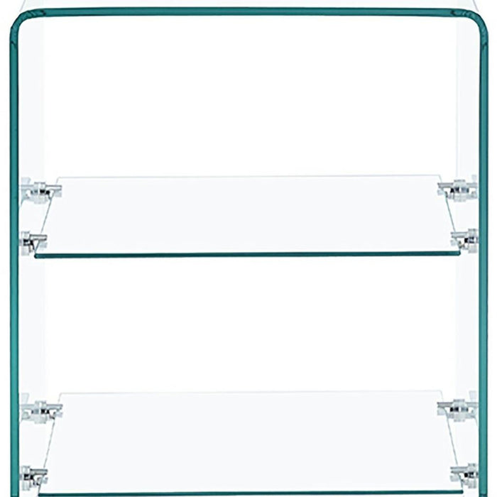 18" Clear Glass Floor Shelf End Table With Two Shelves