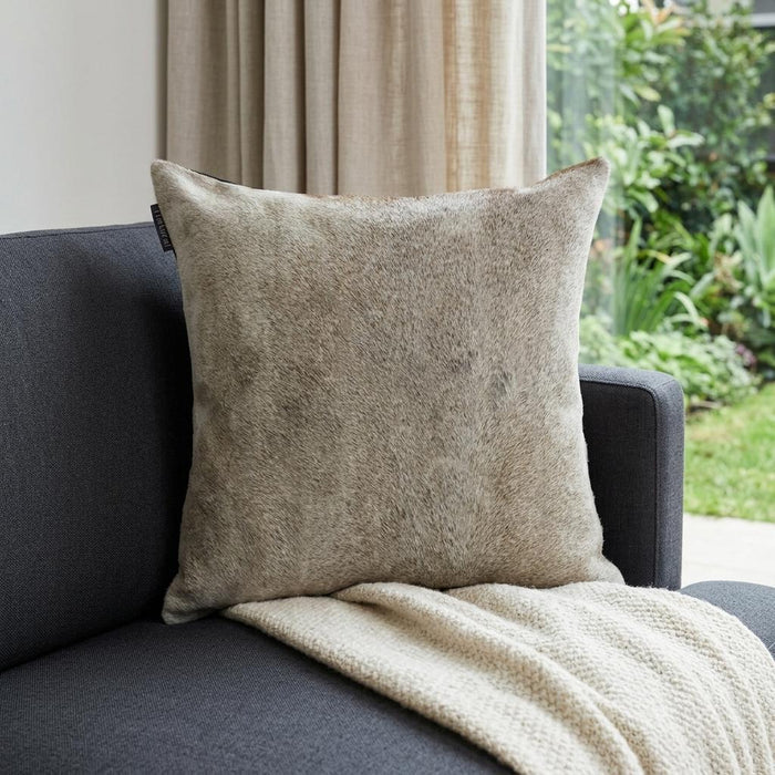 18" Gray Cowhide Throw Pillow