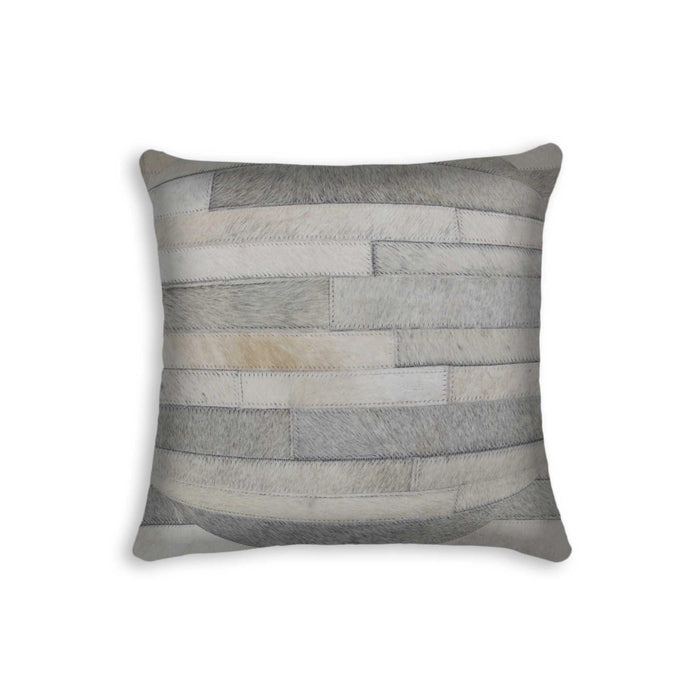 18" Gray Cowhide Throw Pillow