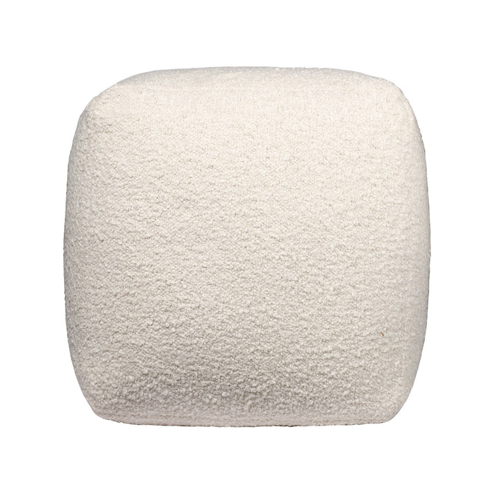 18" Ivory Polyester Cube Outdoor Pouf Ottoman