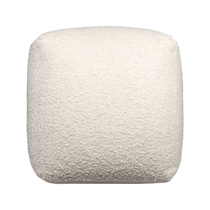 18" Ivory Polyester Cube Outdoor Pouf Ottoman