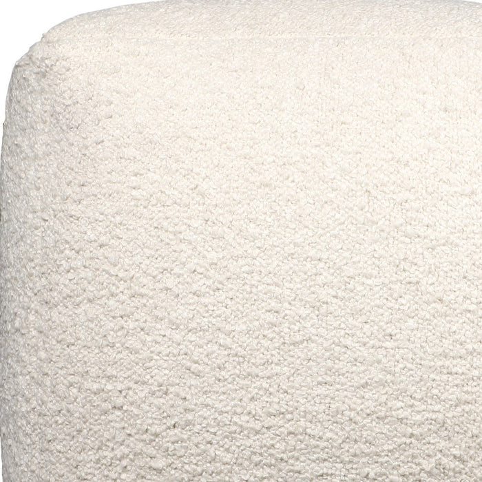 18" Ivory Polyester Cube Outdoor Pouf Ottoman