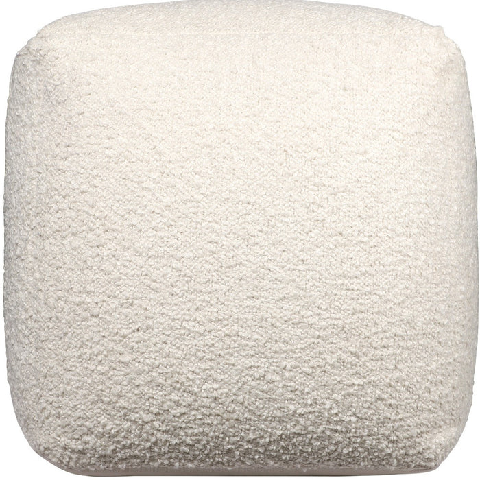 18" Ivory Polyester Cube Outdoor Pouf Ottoman