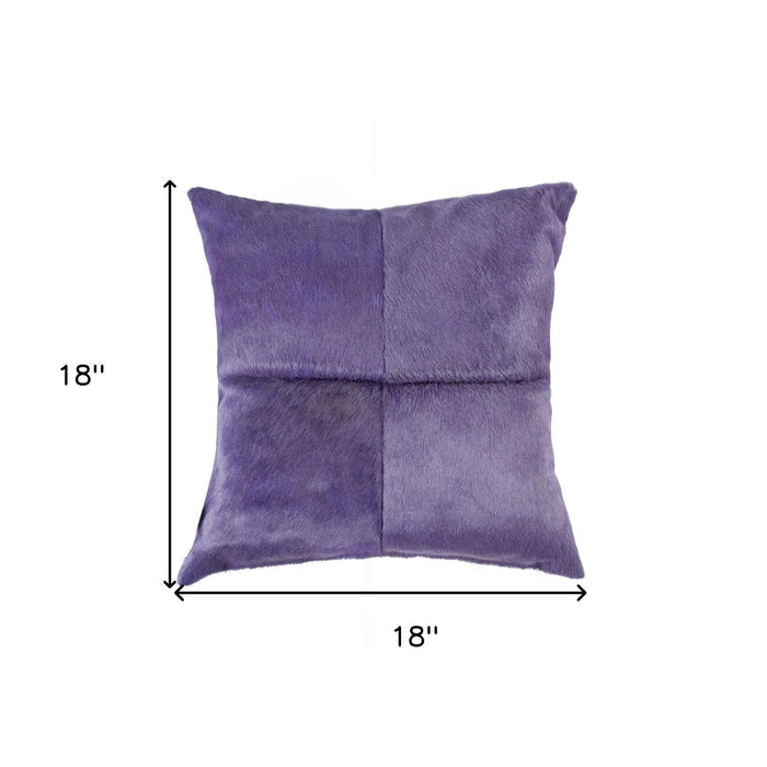 18" Purple Cowhide Throw Pillow