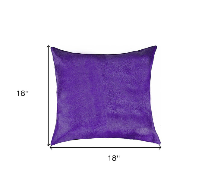18" Purple Cowhide Throw Pillow