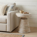 18" Washed White Distressed Solid Wood Round Pedestal End Table
