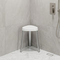 18"  White Aluminum And Heavy Duty Plastic Corner Shower Bench