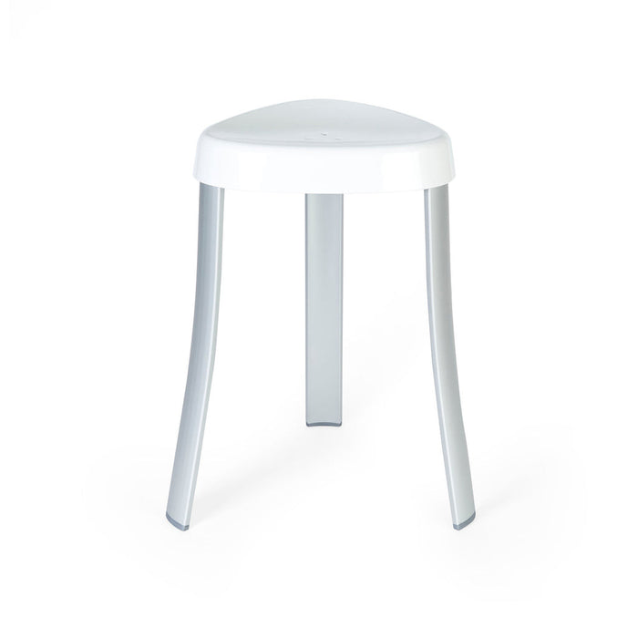 18"  White Aluminum And Heavy Duty Plastic Corner Shower Bench