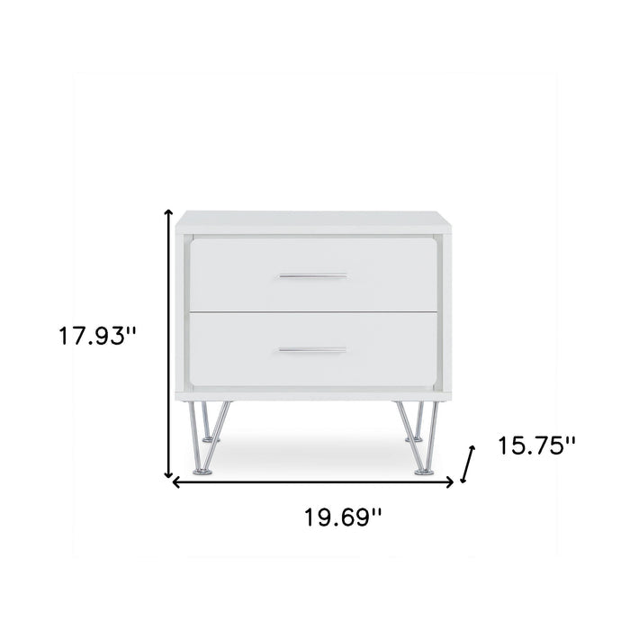 18" Wood Two Drawer Nightstand