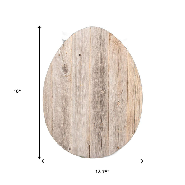 18" X 14" Gray Reclaimed Wood Egg Shaped Wall Decor