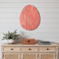 18" X 14" Red Reclaimed Wood Egg Shaped Wall Decor