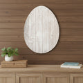 18" X 14" White Reclaimed Wood Egg Shaped Wall Decor