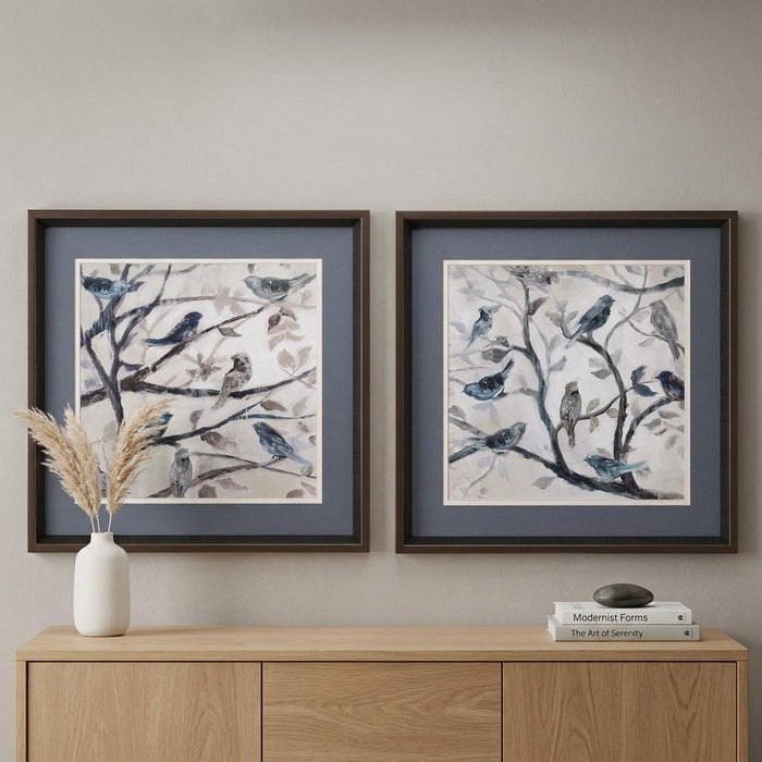 18" X 18" Brushed Silver Frame Morning Song (Set Of 2)