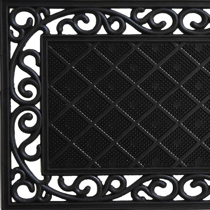18" X 30" Black Rubber Geometric Outdoor Door Mat