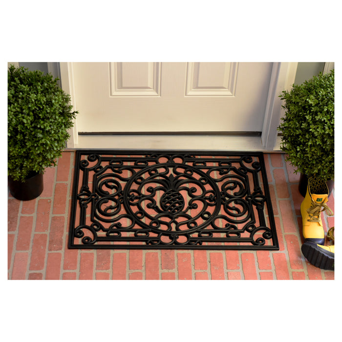 18" X 30" Black Rubber Pineapple Outdoor Door Mat