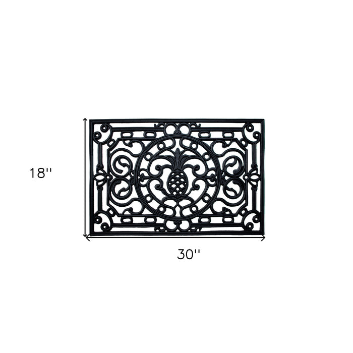 18" X 30" Black Rubber Pineapple Outdoor Door Mat