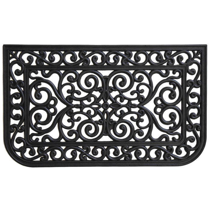 18" X 30" Black Rubber Scrollwork Outdoor Door Mat