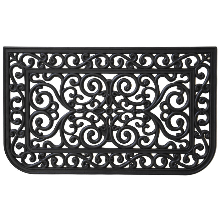 18" X 30" Black Rubber Scrollwork Outdoor Door Mat