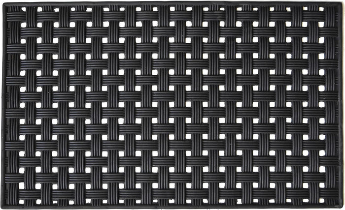 18" X 30" Black Rubber Weave Outdoor Door Mat