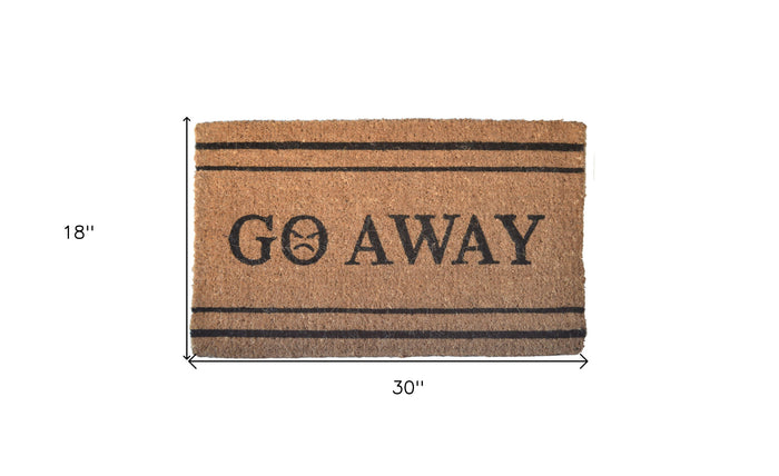 18" X 30" Brown and Black Coir Go Away Outdoor Door Mat
