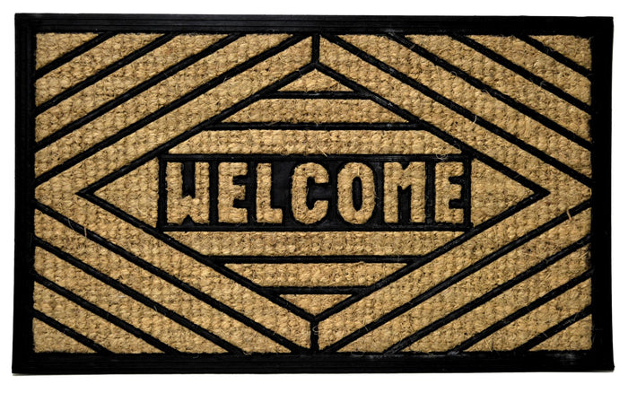 18" X 30" Brown and Black Rubber Welcome Outdoor Door Mat