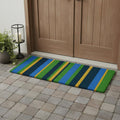 18" X 48" Green and Black Coir Striped Outdoor Door Mat