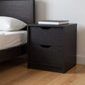 19" Black Wood Two Drawer Nightstand