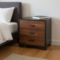 19" Espresso Wood Three Drawer Nightstand