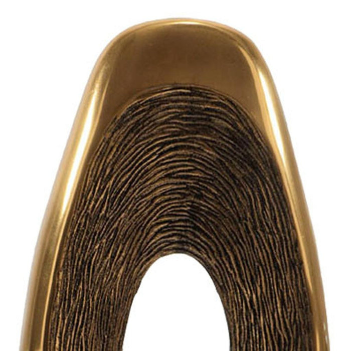 19" Gold And White Aluminum And Marble Abstract Tabletop Sculpture