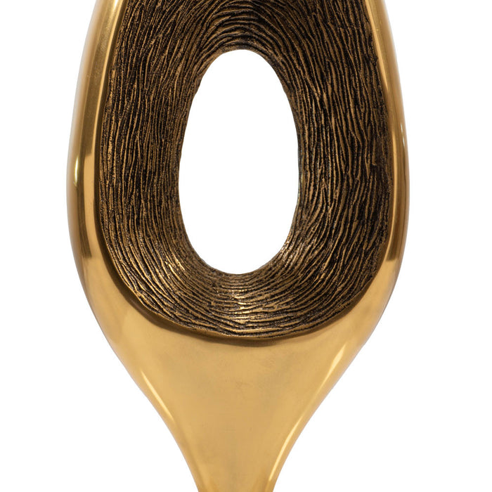 19" Gold And White Aluminum And Marble Abstract Tabletop Sculpture