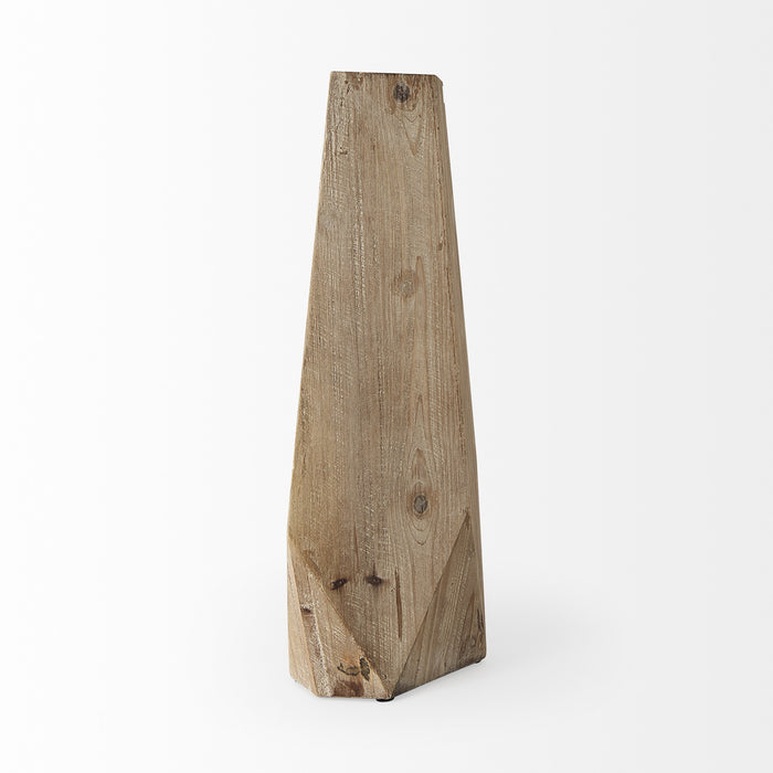 19" Natural Geometric Cylinder Solid Wood Table Vase