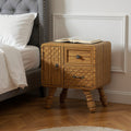 19" Sepia Solid Wood Accent Cabinet With Single Door And Two Drawers