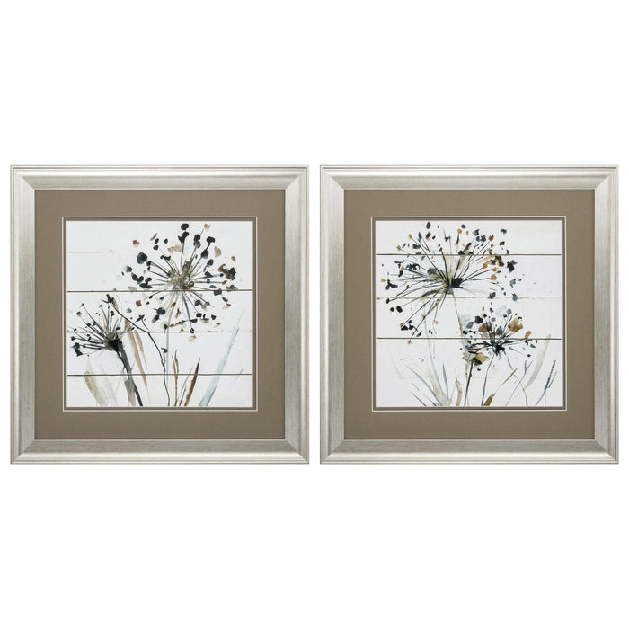 19" X 19" Brushed Silver Frame Natures Lace (Set Of 2)